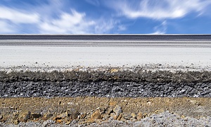 a view of the different road layers containing crushed stone in Florida