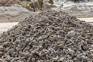 pile of shell aggregates on a mining site