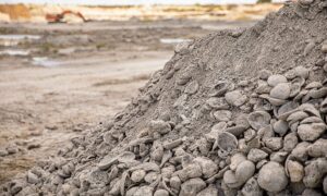 side view of shell aggregate pile