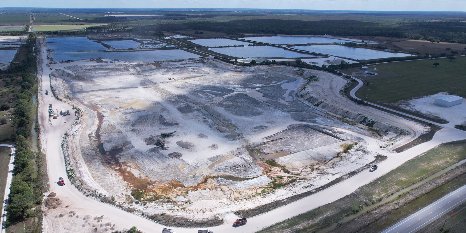 birds eye view of an aggregate mining site