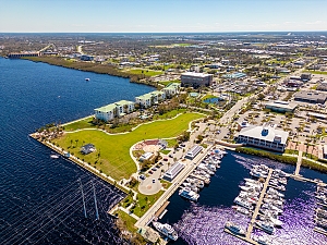 Punta Gorda, FL dock aerial view