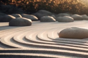 meditation rock garden zen buddhism created using landscaping sand in SW Florida