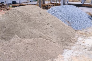 piles sand and gravel for construction