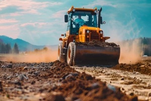 big machine compacting soil