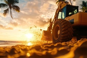 jcb machine working near seashore