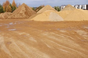 sand piles in a construction site