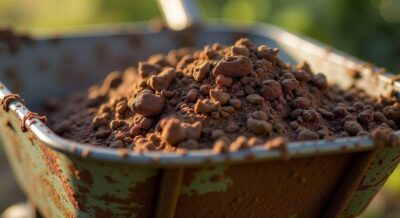 close-up of wheelbarrow filled with fill dirt in a punta gorda fl