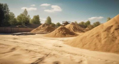 Large Piles of Sand Near Construction Site