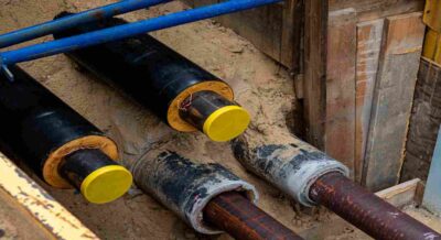 Utility Pipes in A Deep Trench Filled with Fill Dirt in Fort Myers, FL