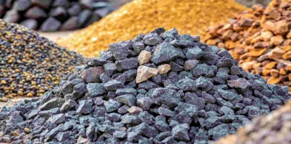 Piles of Aggregate Materials Used in Construction