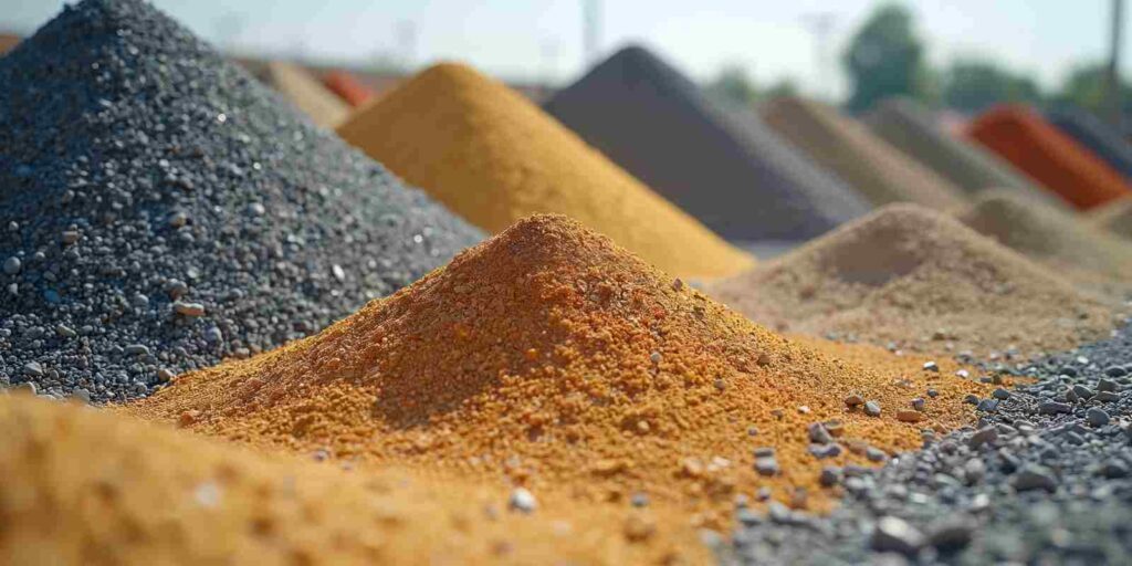 Piles of Different Aggregate Sand and Fill Dirt