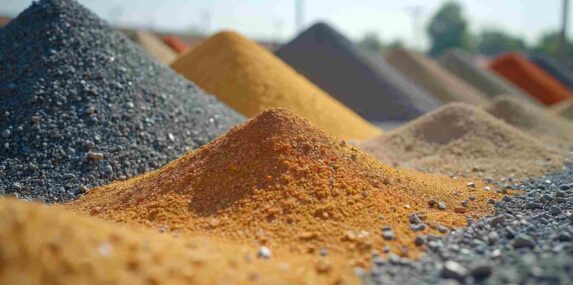 Piles of Different Aggregate Sand and Fill Dirt