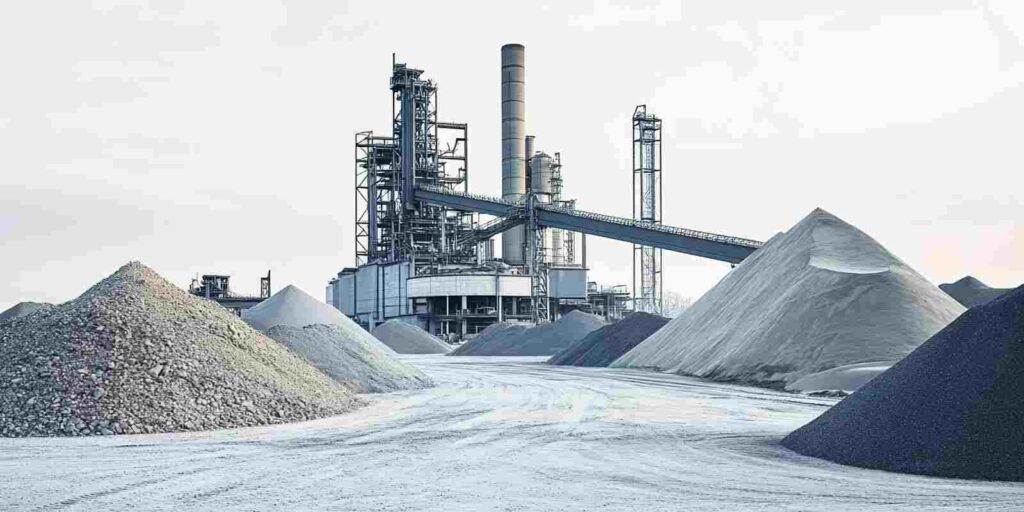 Industrial Facility with Large Piles of Fine White and Regular Sand from Punta Gorda, FL quarry