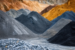 Piles of Different Sizes Aggregate Sand in A Quarry