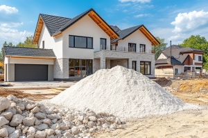 Big Heap of White Sand for House Construction