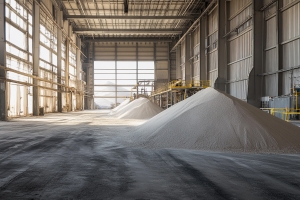 Piles of White Prestige Sand Inside Supplier Plant